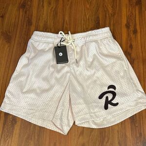 NWT Reve supply cream mesh shorts with R logo on front S unisex